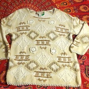 Vintage Style New York band it Boho, Ramie Cotton Blend Long Sleeve Sweater‎